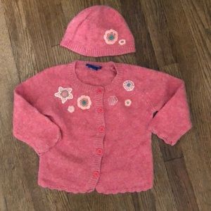 Oshkosh button down rose colored sweater w/flowers